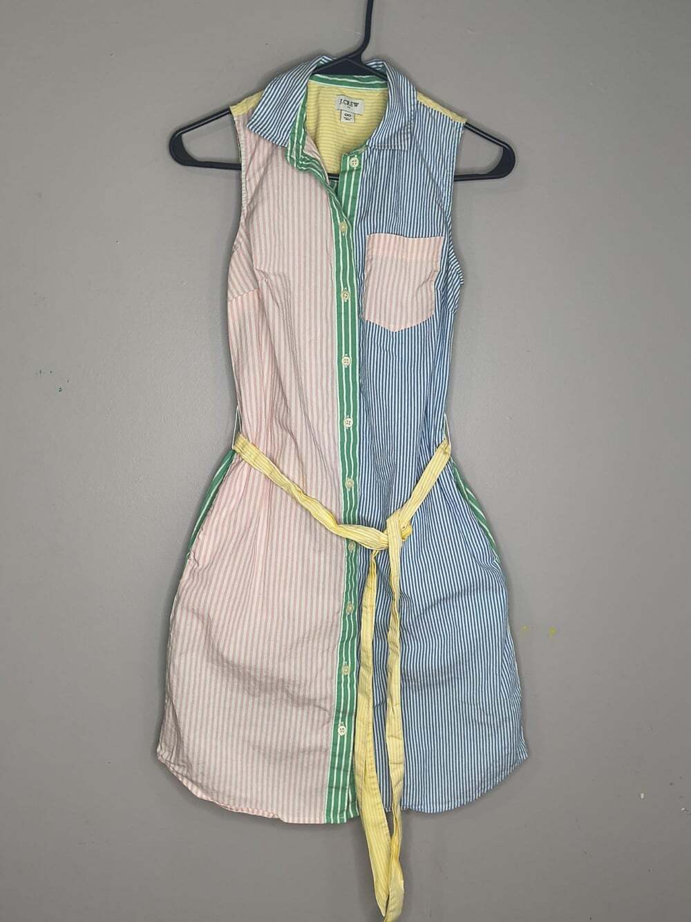 J.Crew Multicolor Rainbow Stripe Sleeveless Colorblock Mini Shirt Dress Size 00